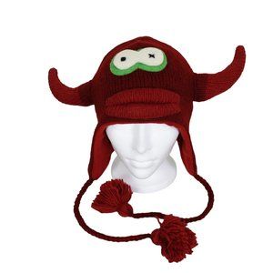 Knitwits by DeLux Maroon Horn Character Pilot Hat